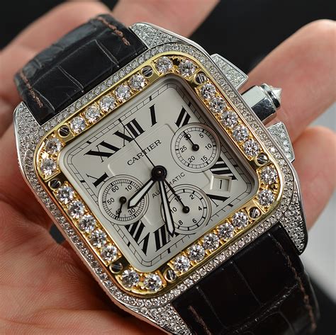 santos de cartier mens|cartier santos watch with diamonds.